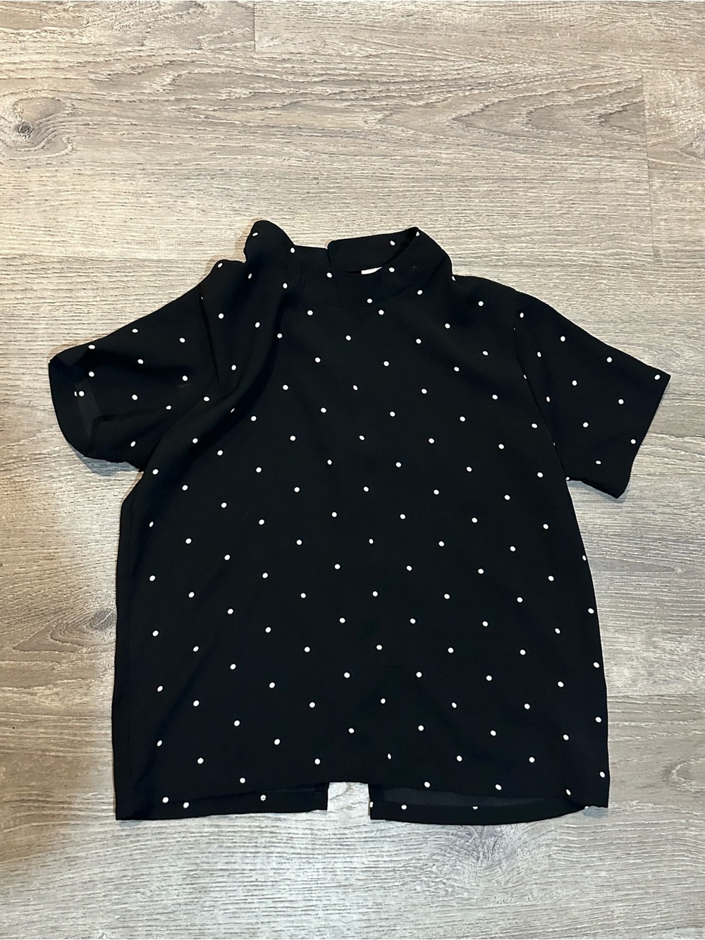 Jacqueline de Yong Black & White Polka Dot Blouse | Size 38 | Back Button Detail